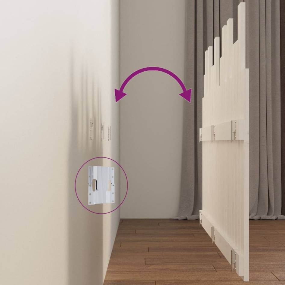 Cabecero de cama pared madera maciza pino blanco 127,5x3x80