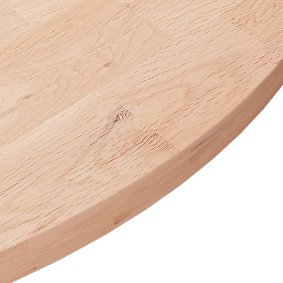 Superficie de mesa redonda madera de roble sin tratar