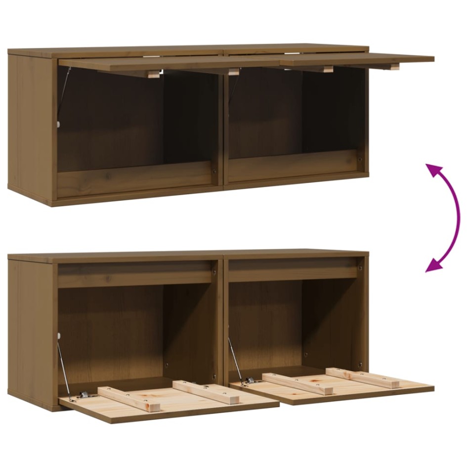 Armarios pared 2 uds madera maciza pino marrón miel 45x30x35