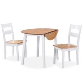 Juego de comedor de MDF y madera de caucho 3 piezas
