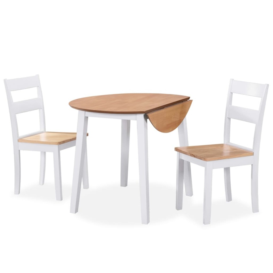 Juego de comedor de MDF y madera de caucho 3 piezas