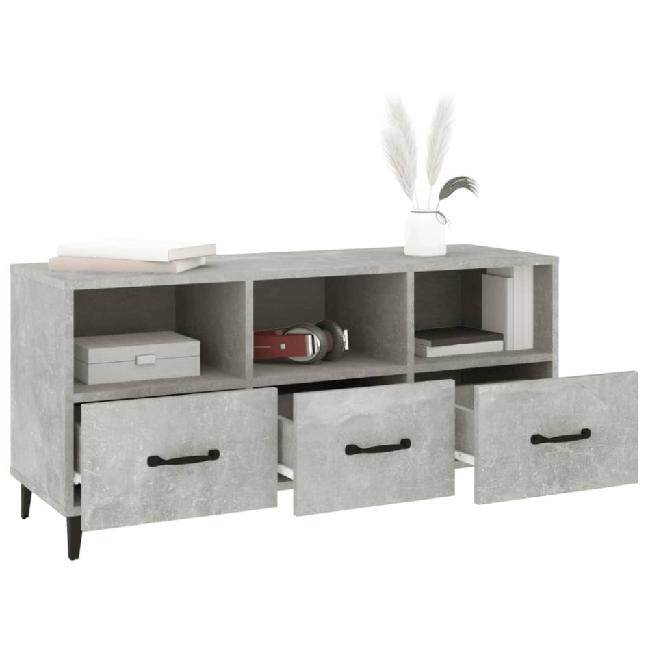 Mueble de TV madera contrachapada gris hormigón 102x35x50