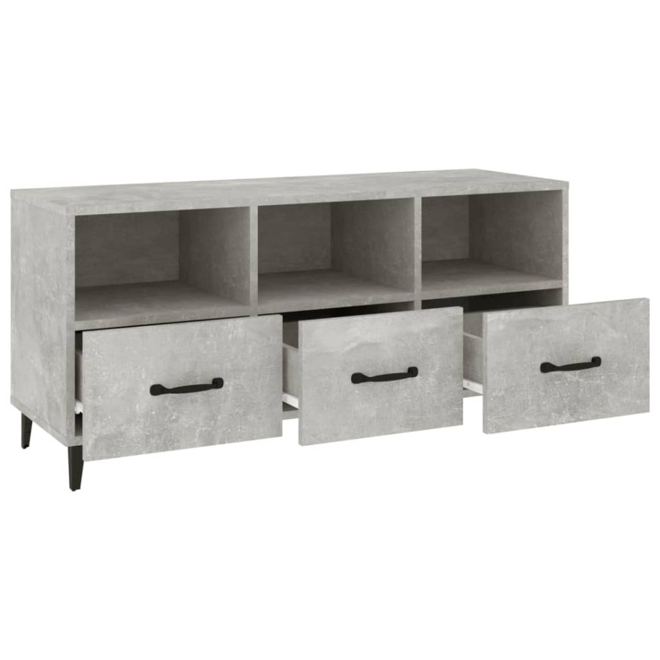 Mueble de TV madera contrachapada gris hormigón 102x35x50