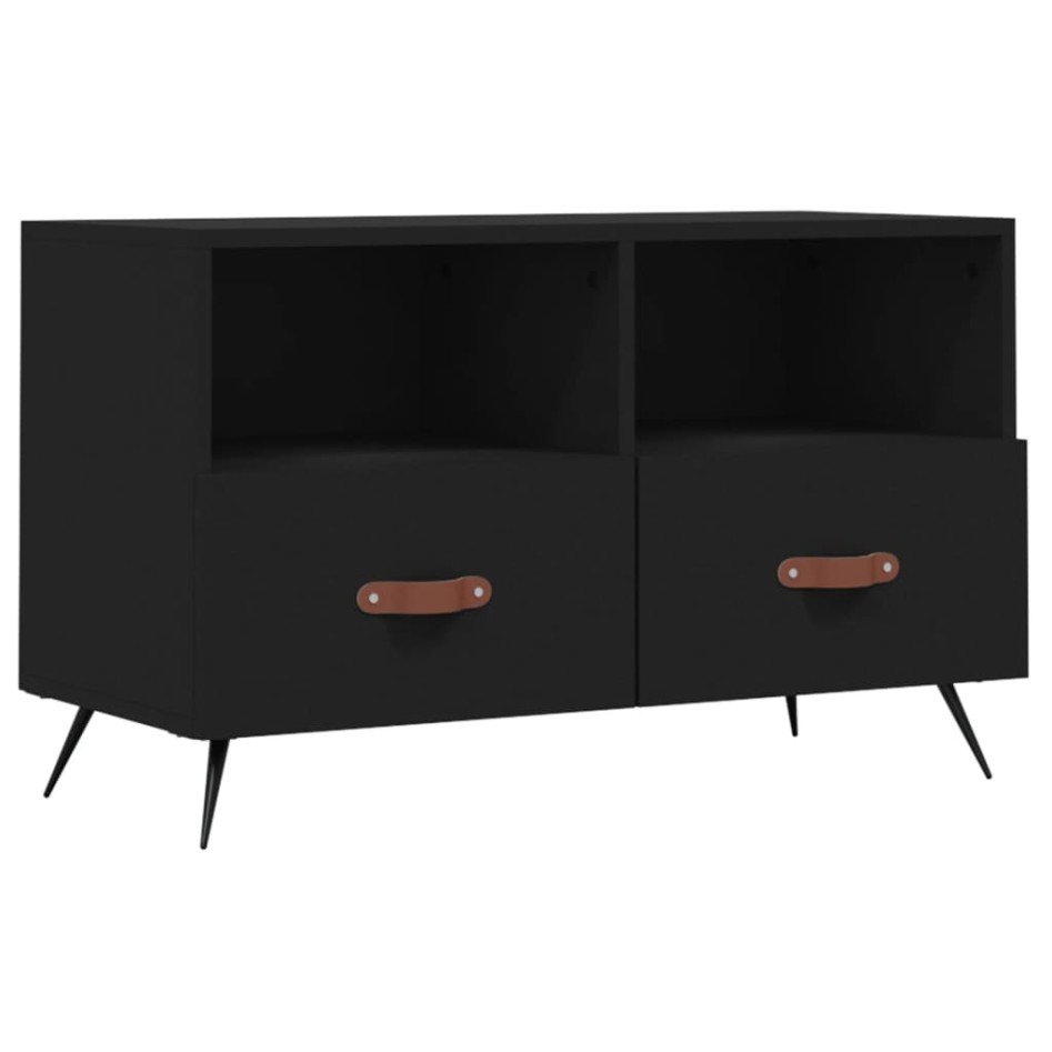 Mueble para TV madera contrachapada negro 80x36x50