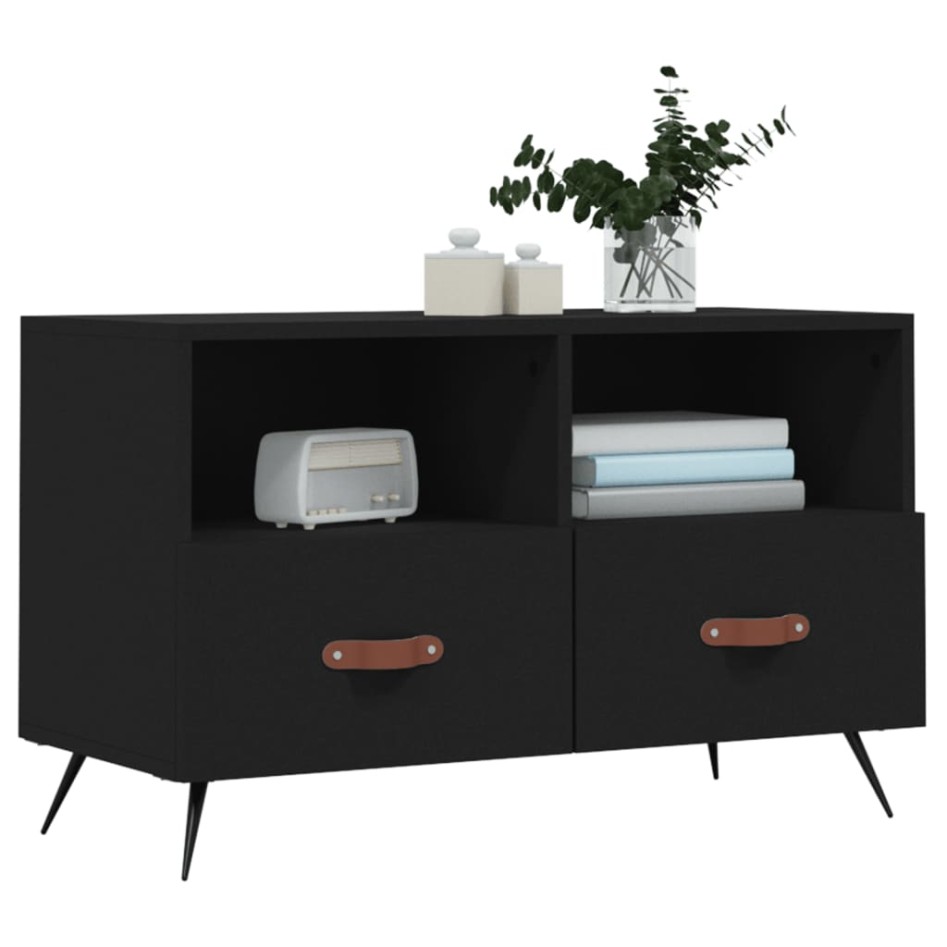 Mueble para TV madera contrachapada negro 80x36x50