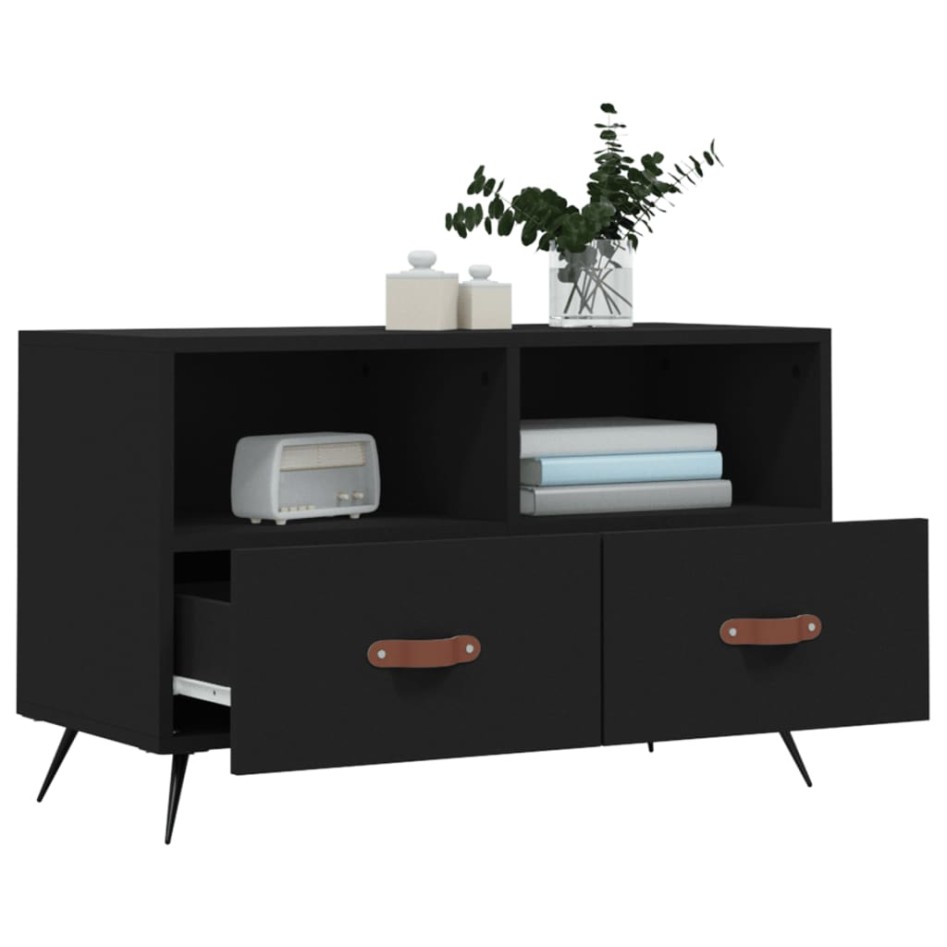 Mueble para TV madera contrachapada negro 80x36x50