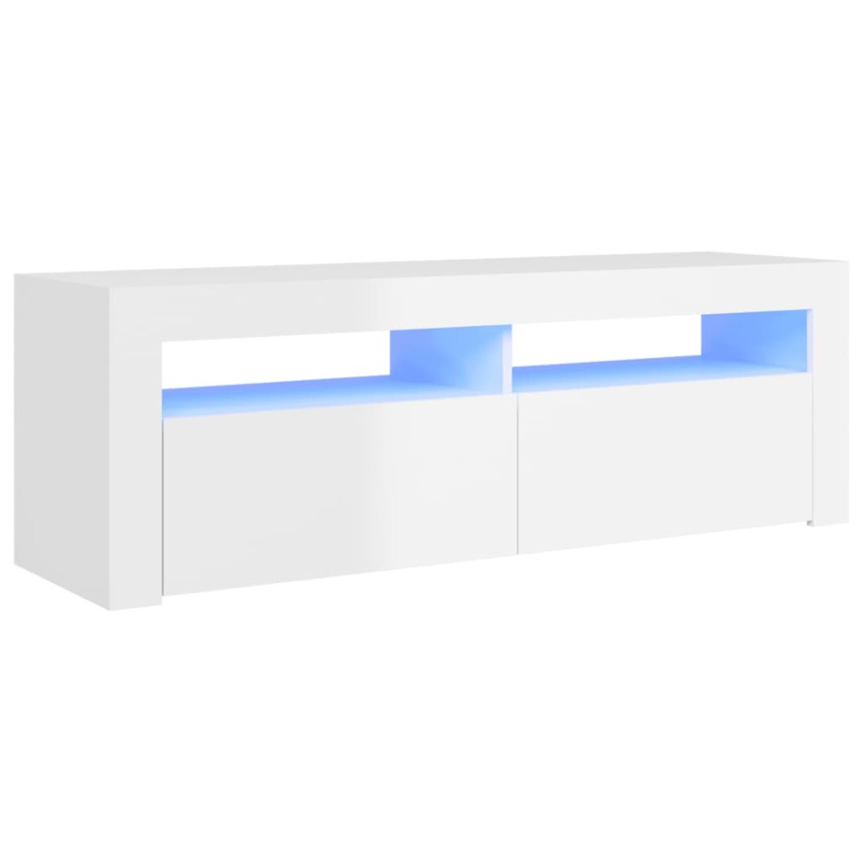 Mueble de TV con luces LED blanco brillante 120x35x40