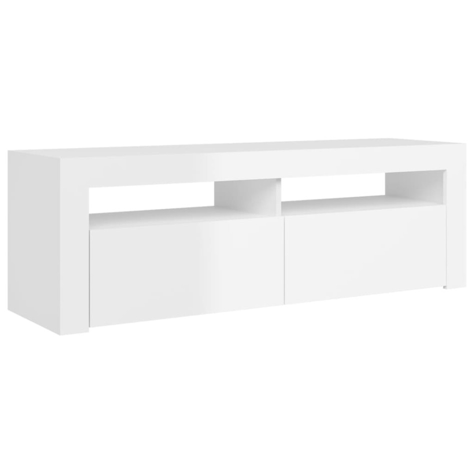 Mueble de TV con luces LED blanco brillante 120x35x40