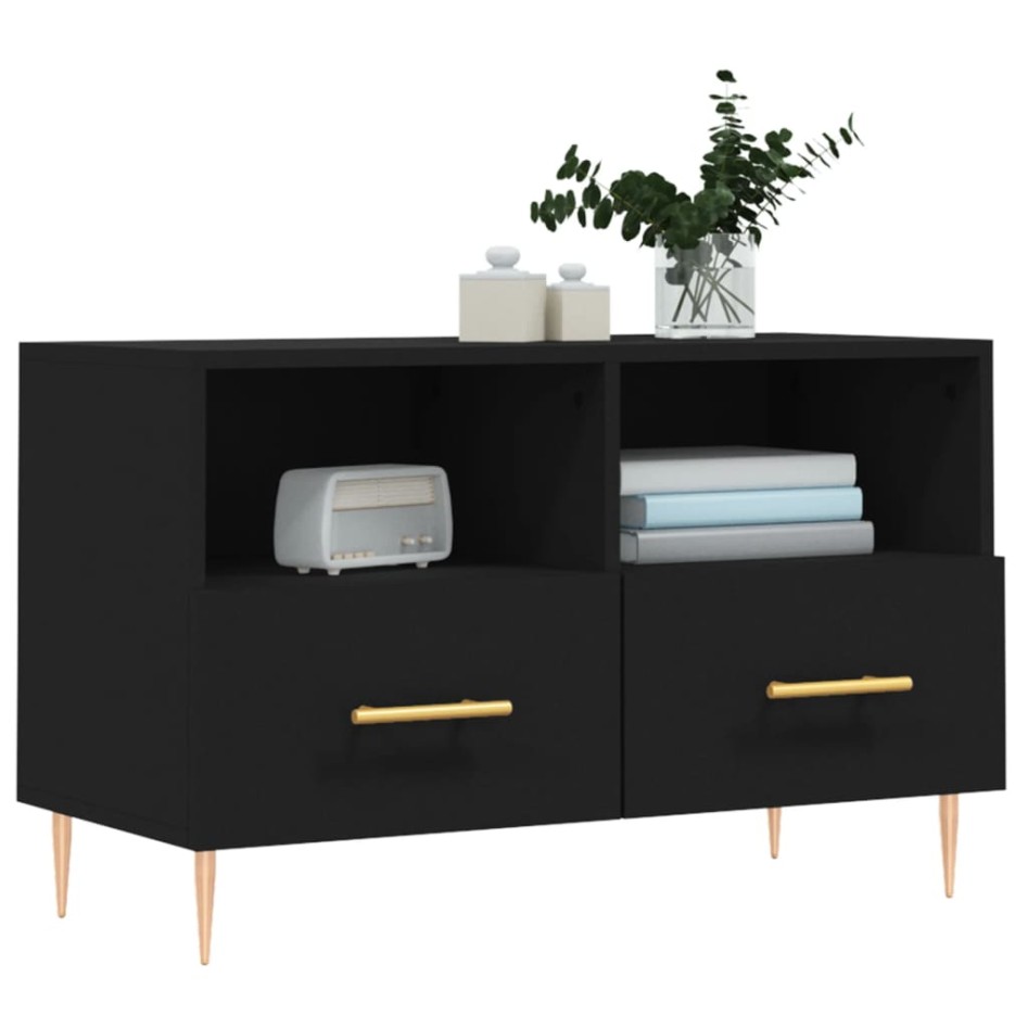 Mueble para TV madera contrachapada negro 80x36x50
