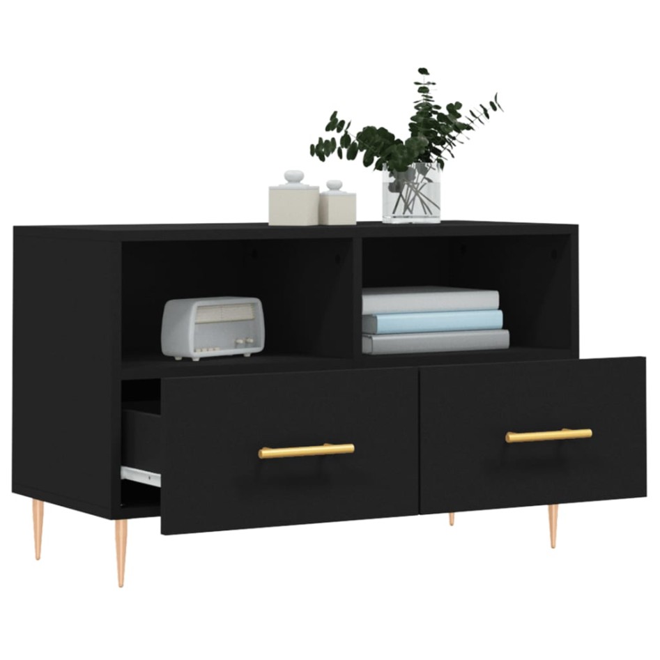Mueble para TV madera contrachapada negro 80x36x50