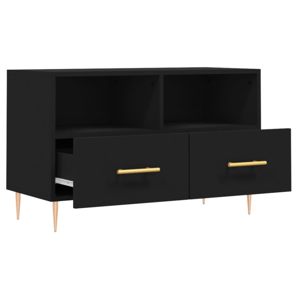 Mueble para TV madera contrachapada negro 80x36x50