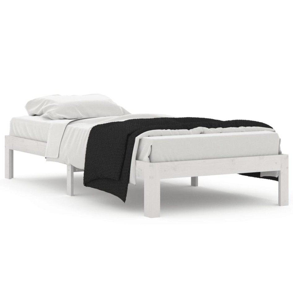 Estructura de cama sin colchón madera de pino blanca 90x200