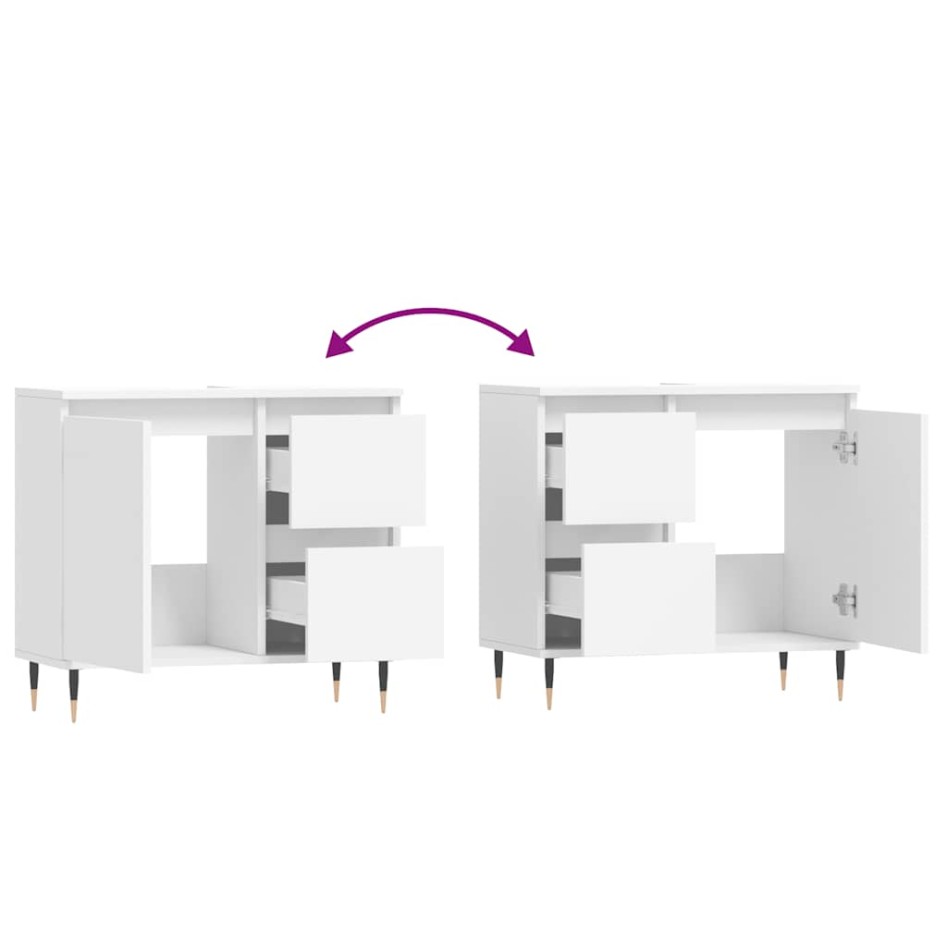 Armario de baño madera contrachapada blanco 65x33x60