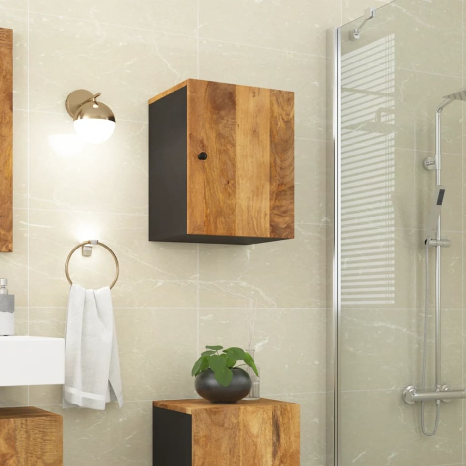 Armario de baño de pared madera maciza de mango 38x33x48