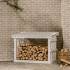 Leñero de madera maciza de pino blanco 108x64,5x77