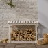Leñero de madera maciza de pino blanco 108x64,5x77