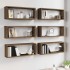 Estantes cúbicos de pared 6 uds madera roble marrón 60x15x23