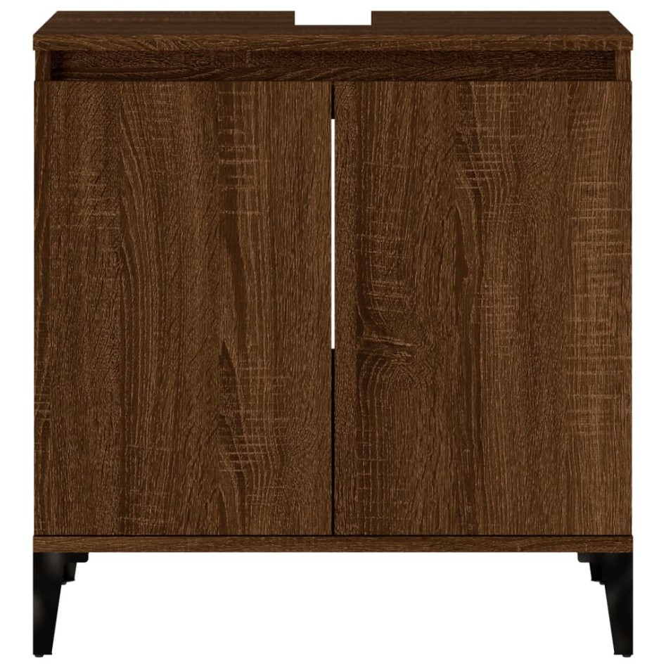 Armario de lavabo madera contrachapada roble marrón 58x33x60