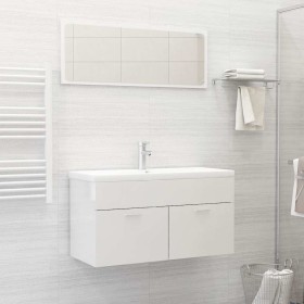 Set muebles de baño 2 piezas madera contrachapada blanco