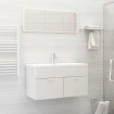 Set muebles de baño 2 piezas madera contrachapada blanco brillo