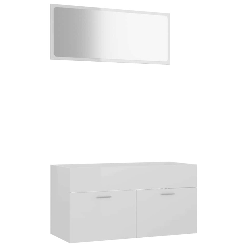 Set muebles de baño 2 piezas madera contrachapada blanco