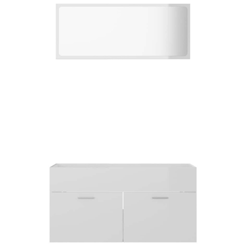 Set muebles de baño 2 piezas madera contrachapada blanco