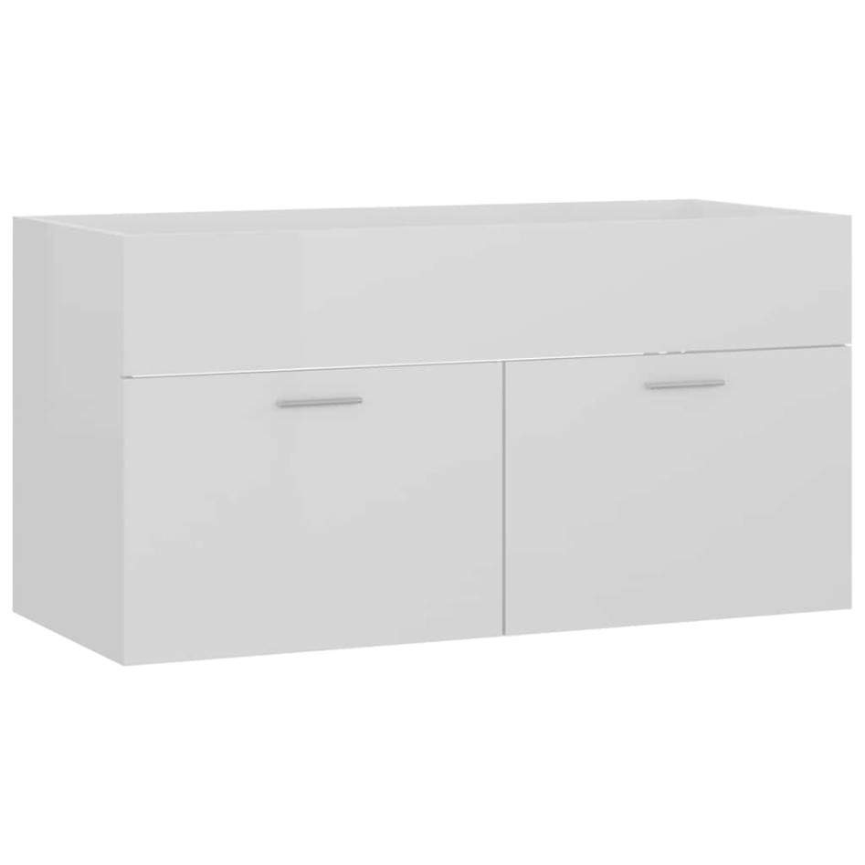 Set muebles de baño 2 piezas madera contrachapada blanco