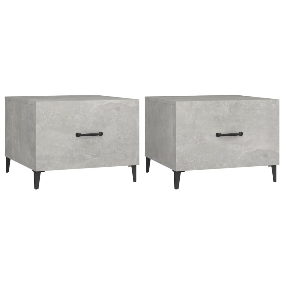 Mesa de centro patas de metal 2 uds gris hormigón 50x50x40