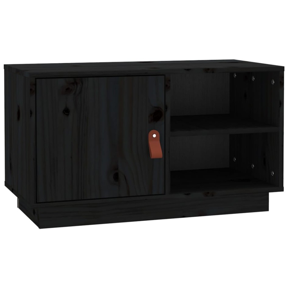 Mueble de TV de madera maciza de pino negro 70x34x40