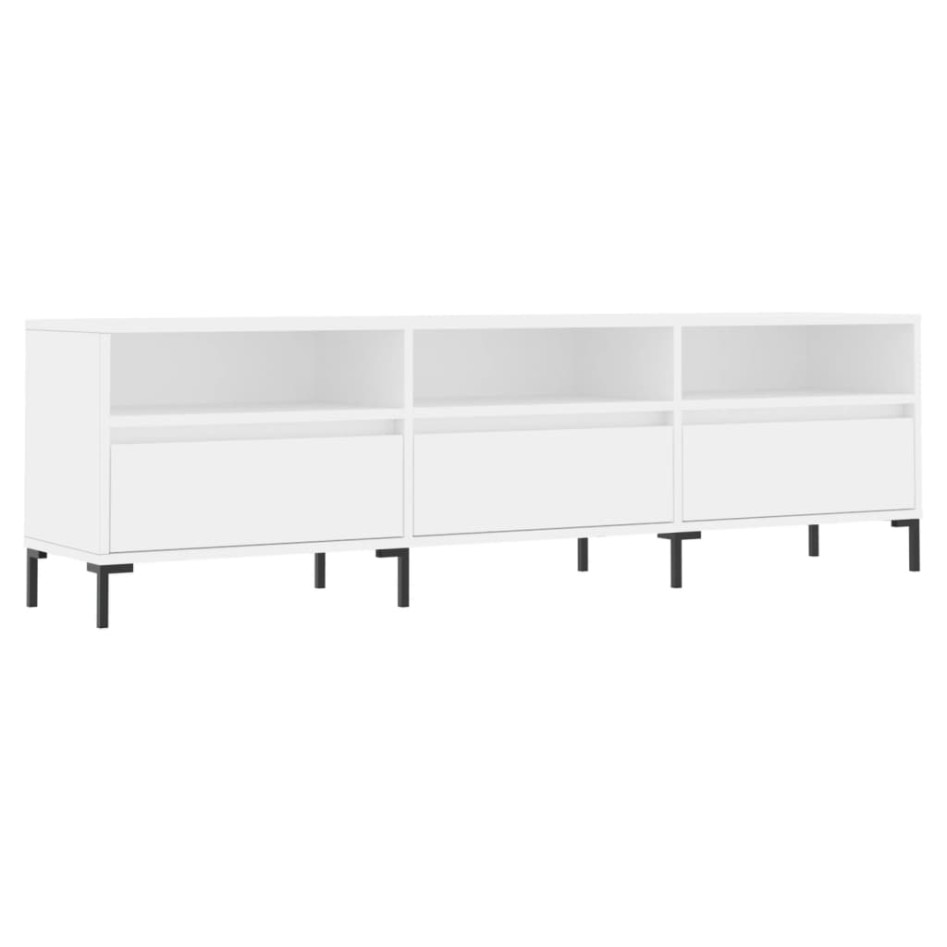 Mueble de TV madera contrachapada blanco 150x30x44,5