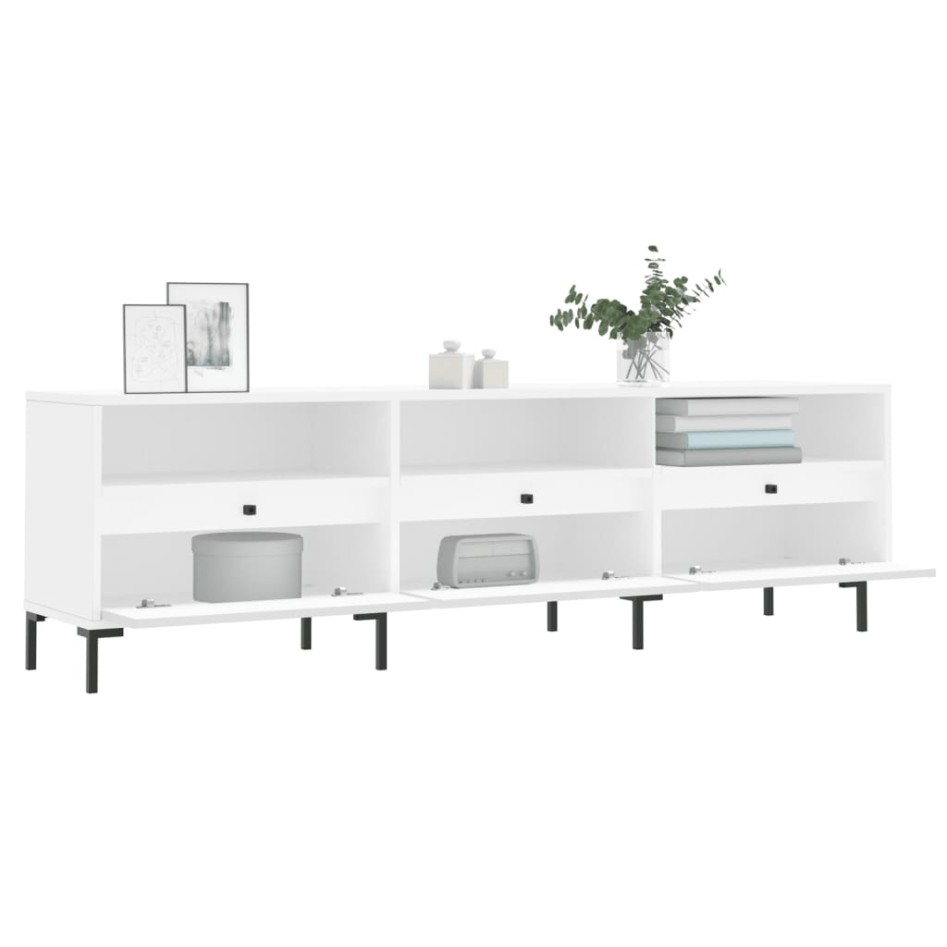 Mueble de TV madera contrachapada blanco 150x30x44,5