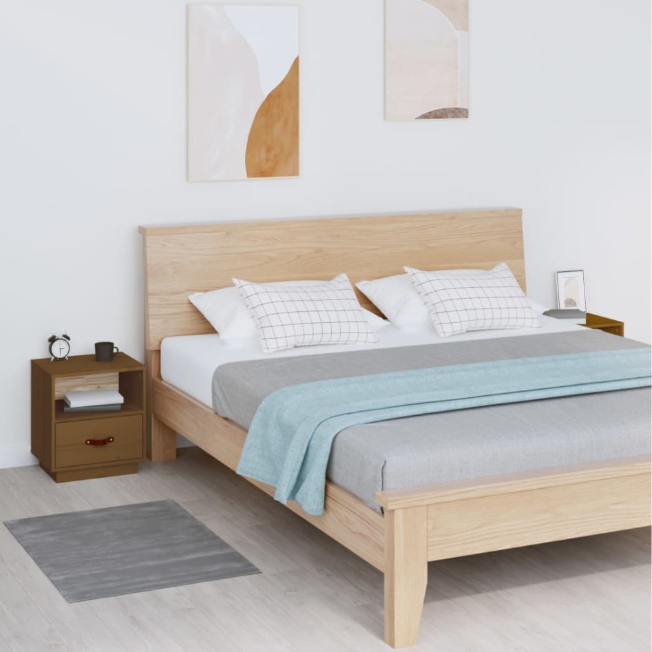 Mesitas de noche 2 uds madera de pino marrón miel 40x34x45