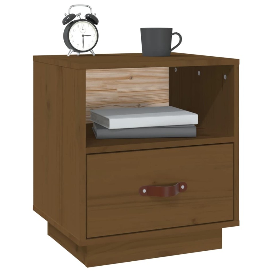 Mesitas de noche 2 uds madera de pino marrón miel 40x34x45