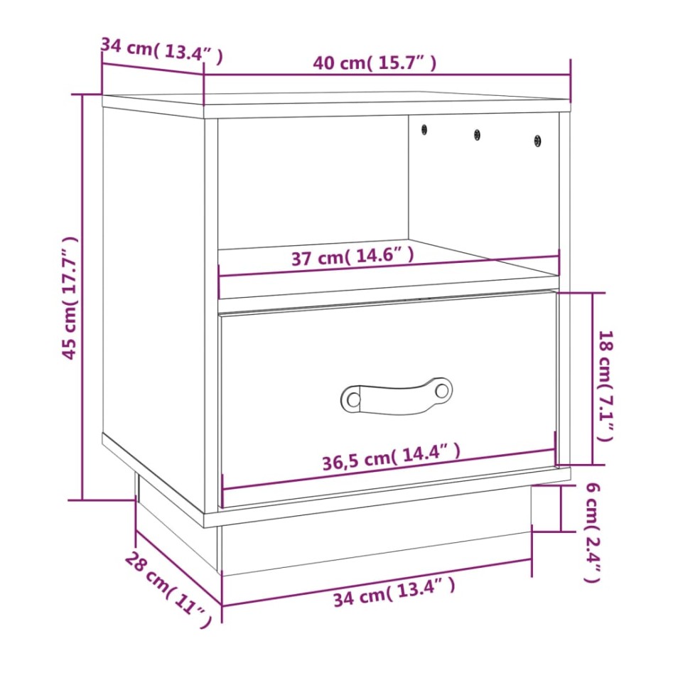 Mesitas de noche 2 uds madera de pino marrón miel 40x34x45
