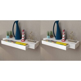 Estantes de pared flotantes con cajones 2 uds blanco 80