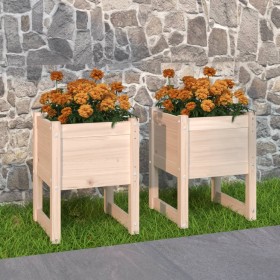 Jardinera 2 unidades madera maciza de pino 40x40x52,5