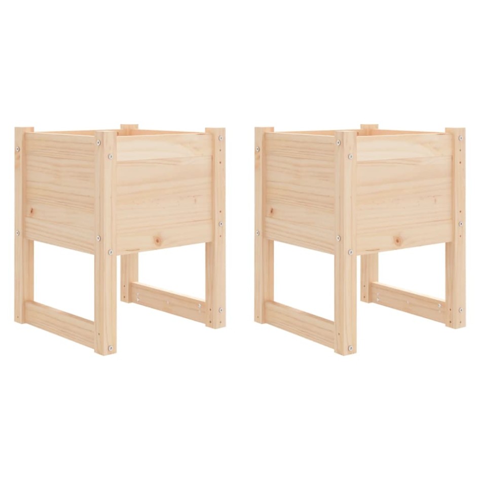 Jardinera 2 unidades madera maciza de pino 40x40x52,5