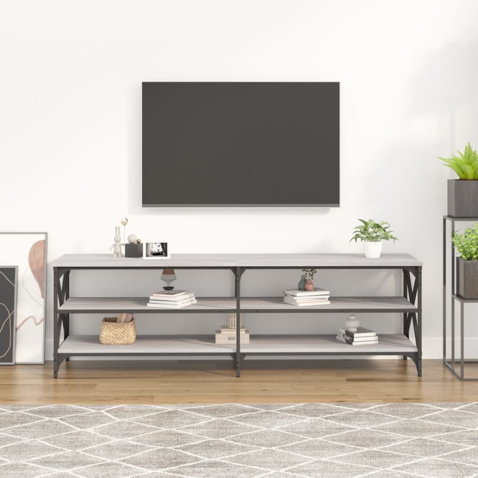 Mueble de TV madera contrachapada gris Sonoma 160x40x50