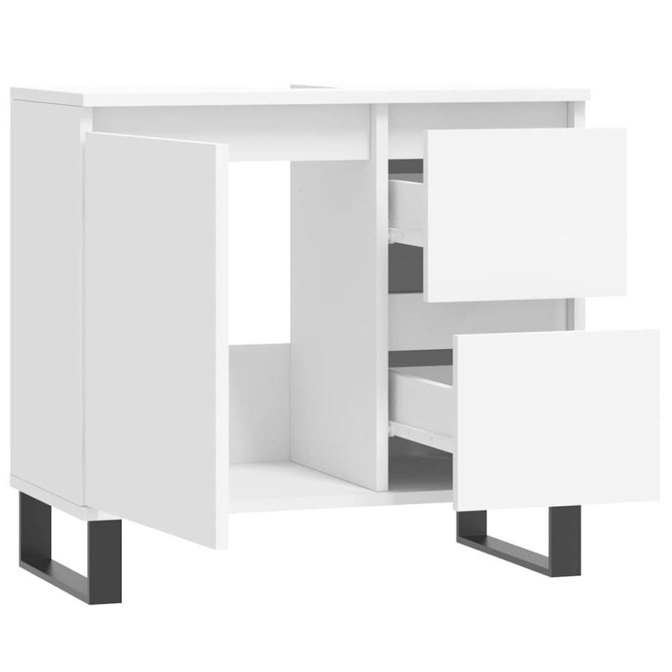 Armario de baño madera contrachapada blanco 65x33x60