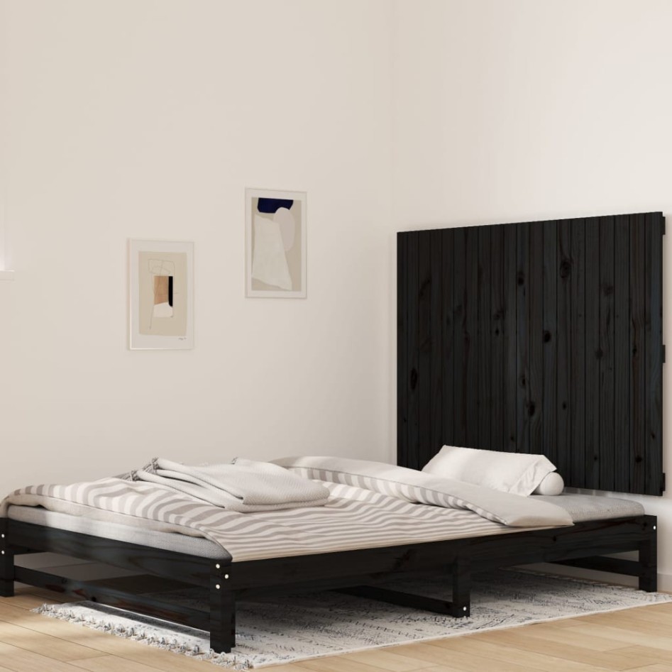 Cabecero de cama de pared madera maciza pino negro