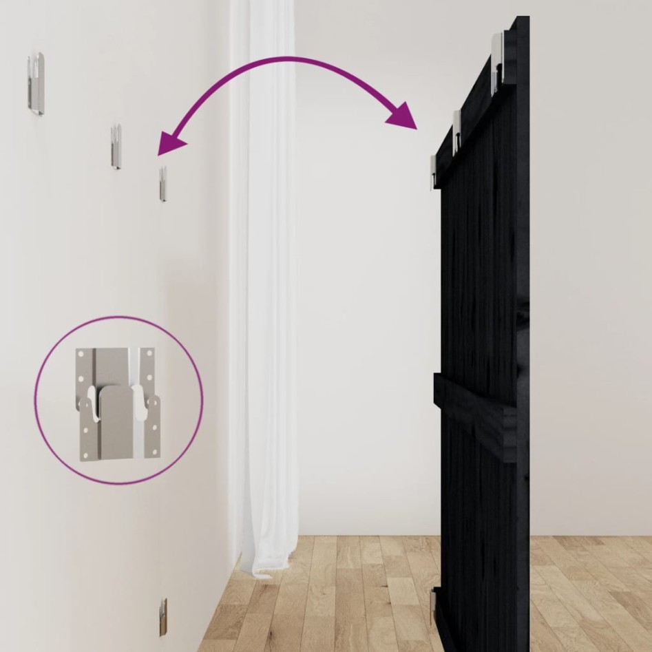 Cabecero de cama de pared madera maciza pino negro