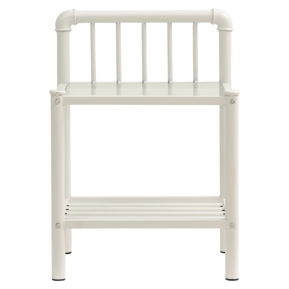 Mesitas de noche 2 unidades metal vidrio blanco y