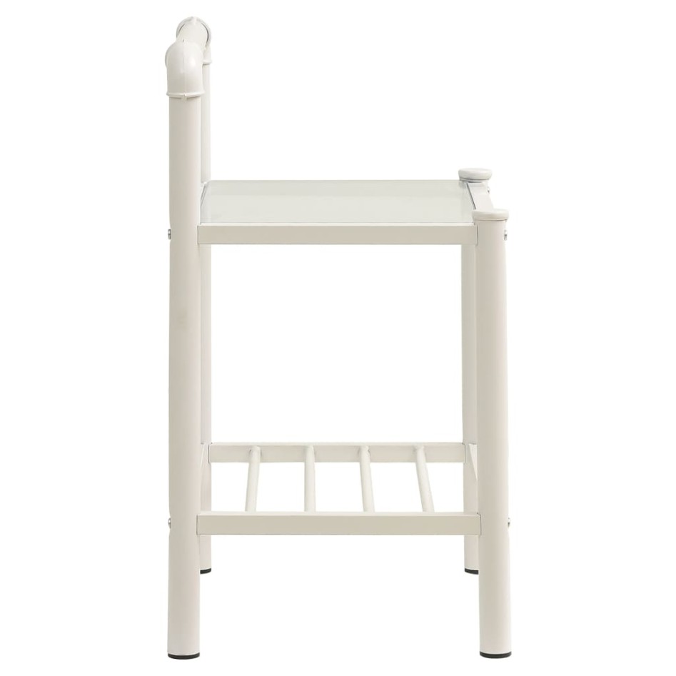 Mesitas de noche 2 unidades metal vidrio blanco y