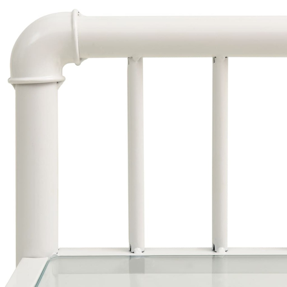 Mesitas de noche 2 unidades metal vidrio blanco y