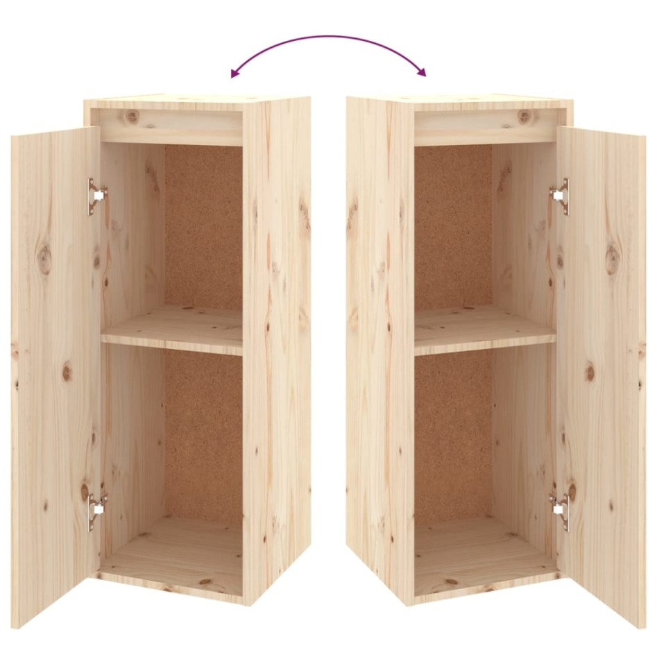 Armario de pared 2 uds madera maciza de pino 30x30x80