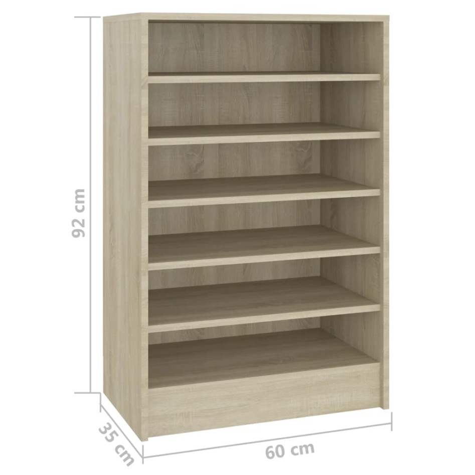 Mueble zapatero madera contrachapada roble Sonoma 60x35x92