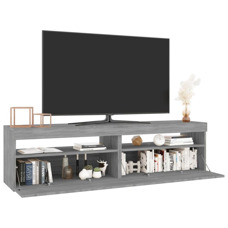 Mueble de TV con luces LED 2 uds gris Sonoma 75x35x40