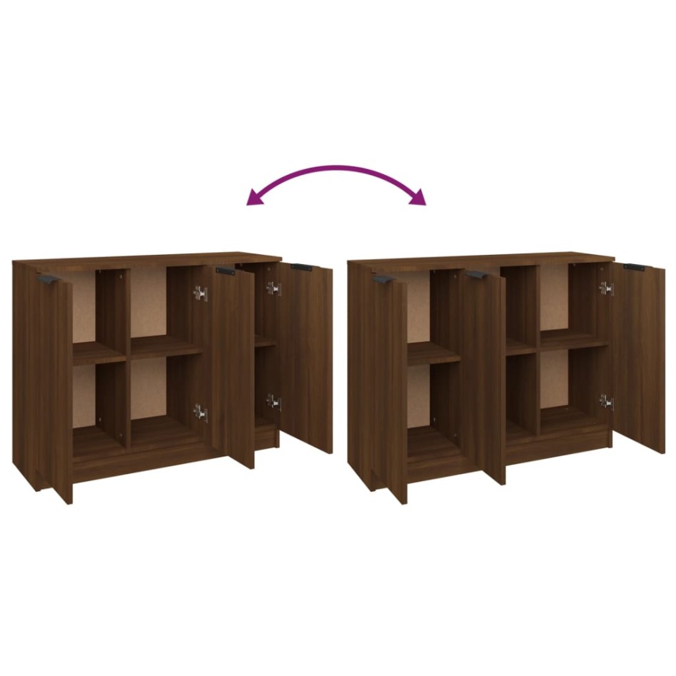 Aparador madera contrachapada color roble marrón 90,5x30x70