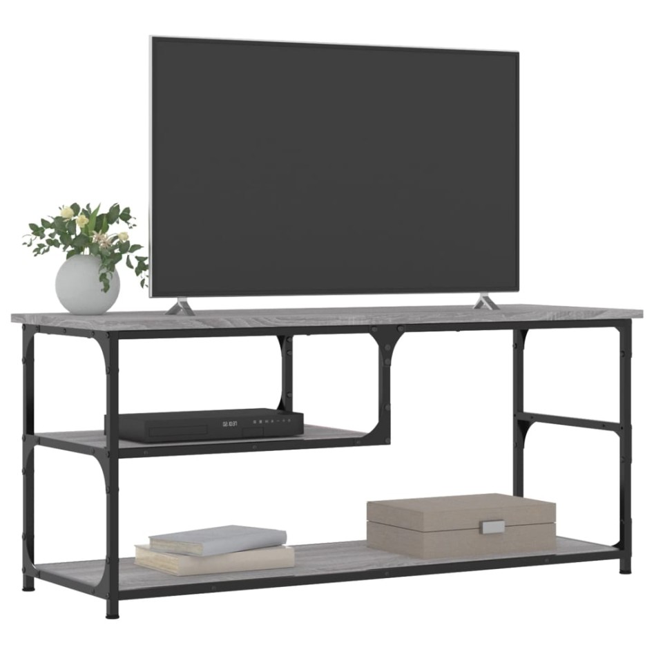 Mueble de TV contrachapada y acero gris Sonoma 103x38x46,5
