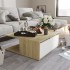 Mesa de centro madera contrachapada blanco y roble 80x80x31